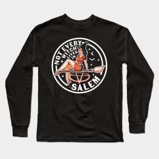 Not Every Witch Lives In Salem Halloween Retro Vintage Witch Long Sleeve T-Shirt